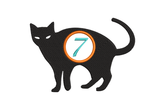Black Cat Number 7: A Charming Embroidery Design for Meaningful Gifts